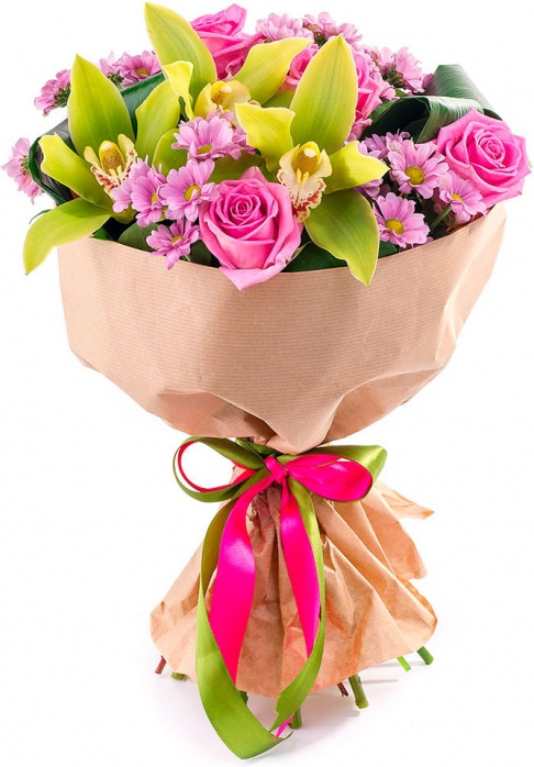 Букет из роз и орхидей Букет «Соцветие»